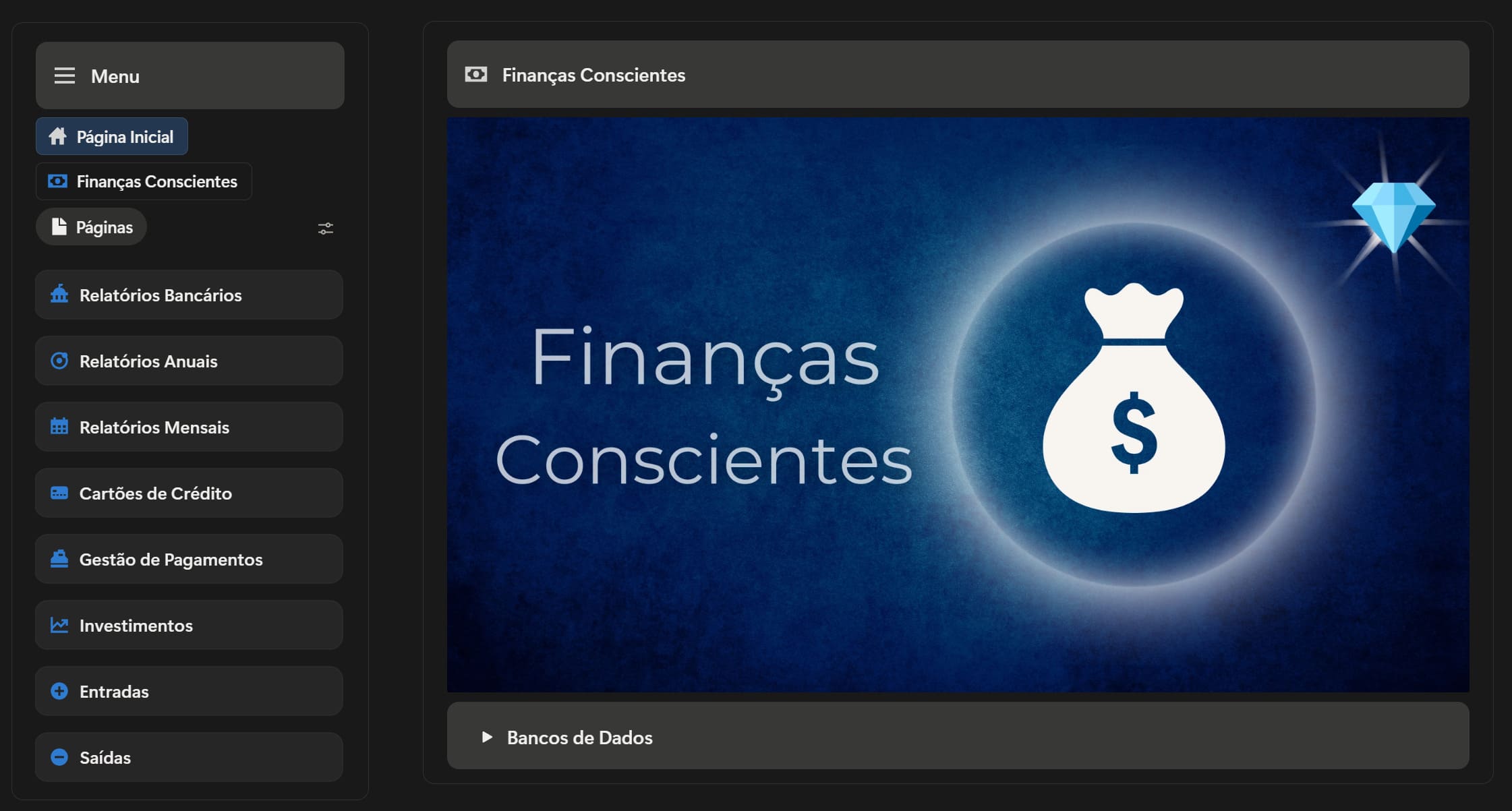 Sistema Financeiro Estratégico - tela 1